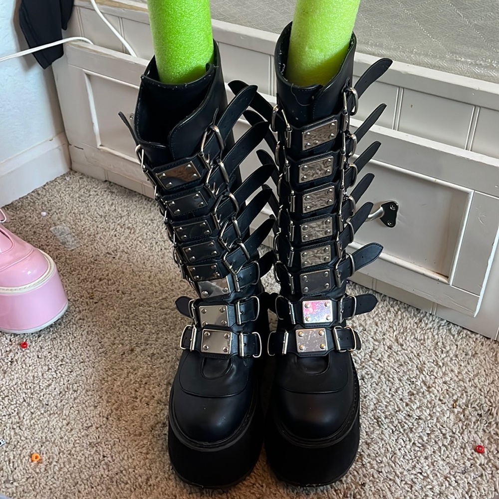 Black platform demonia shoes damned 318